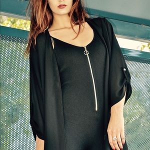 Fashion Nova Sleeveless Black zip up Bodysuit